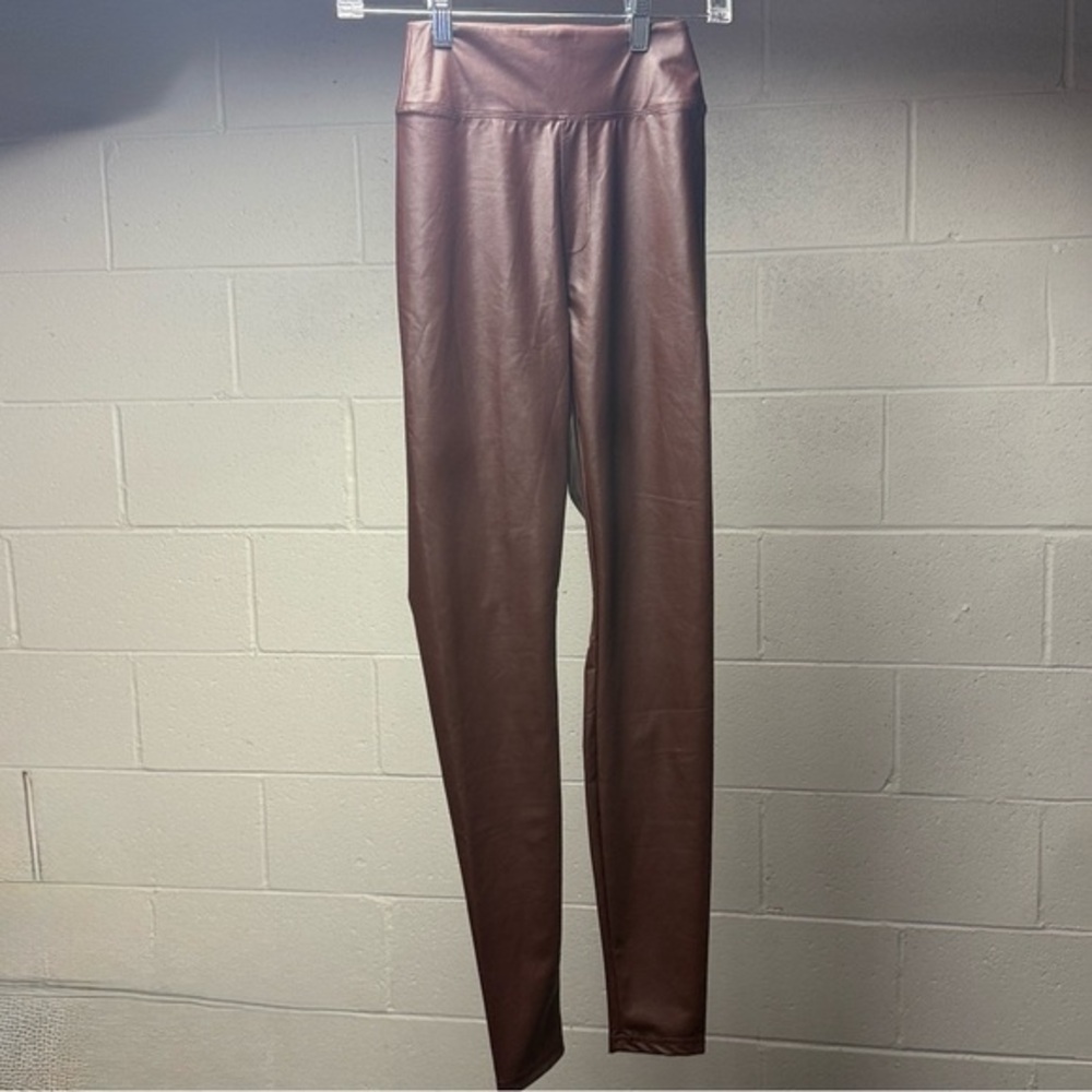 Aerie Offline Faux Leather Brown Leggings